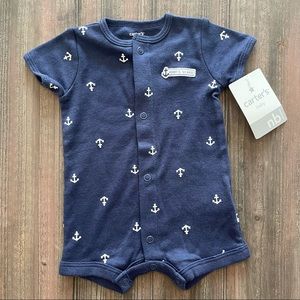 Navy Mini Anchor Newborn Romper Onesie NWT